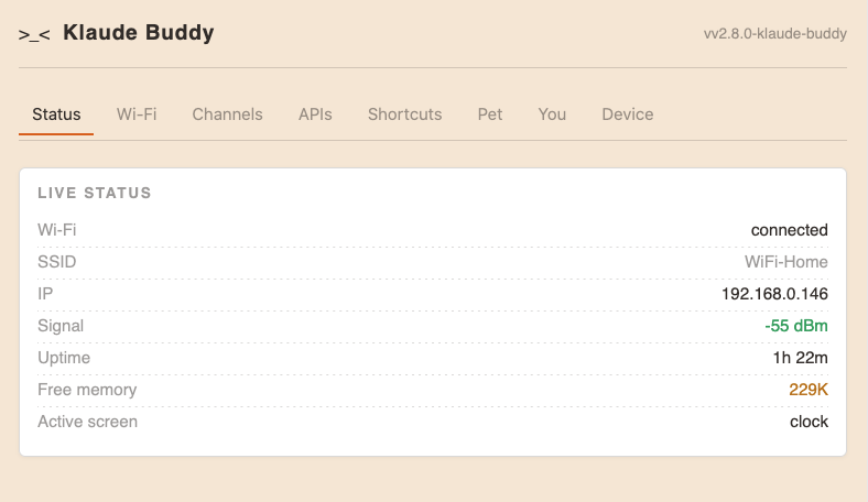 Dashboard status tab
