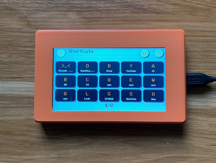 Shortcuts screen